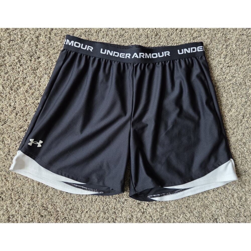 Under Armour Girls Tech Play Up Athletic Shorts Black Youth XL - Picture 2 of 7